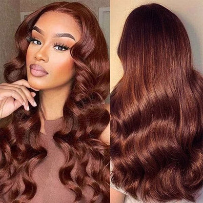 auburn color body wave wig