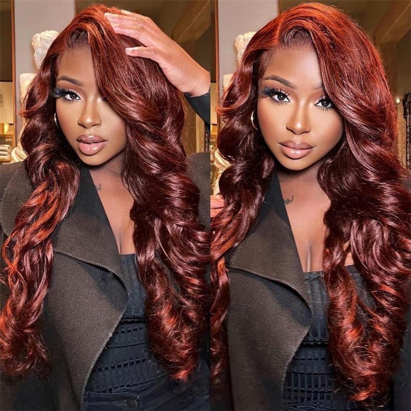 auburn color body wave wigs