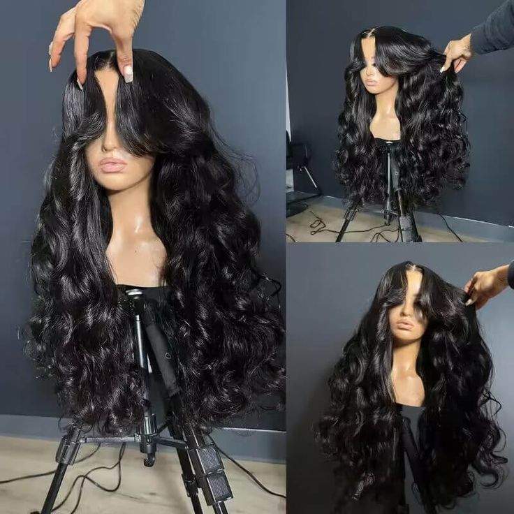 Loose Wave HD Lace Closure Wigs and Frontal Wigs with Curtain Bangs Wigs High Density