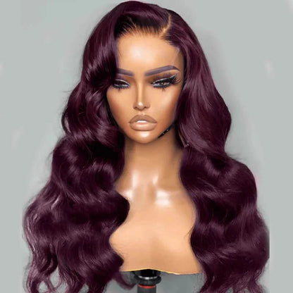 YMY Hair 13x4 HD Lace Frontal Black Cherry  99J  Body Wave Lace Front Human Hair Wigs 250% Density