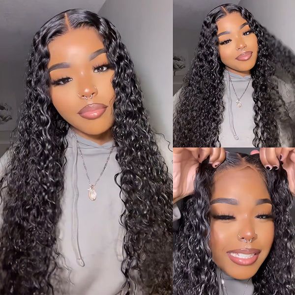 Water Wave 13x6 Glueless HD Lace Front Wigs Pre Plucked Pre Bleached Upgrade Put On And Go