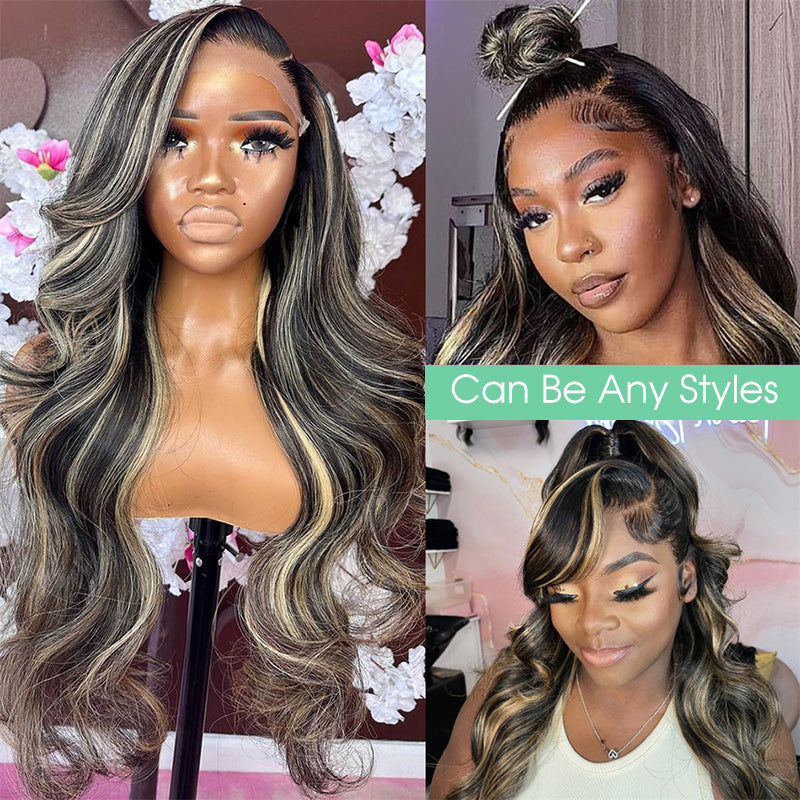 1B/27 Highlight 13X4 13x6 Lace Frontal Human Hair Wigs Pre Bleached Body Wave Glueless Wig