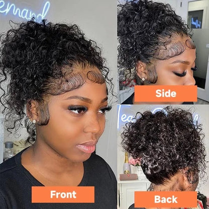 Water Wave Full Lace Wigs with 4C Edge Invisible HD Lace Wig 100% Human Hair Pre Plucked 180% Density