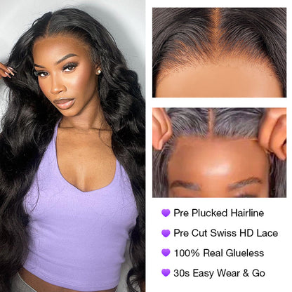 glueless hd lace closure body wave wig