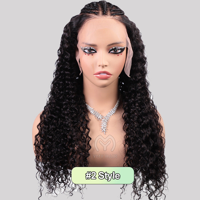 Pre Braided Wig 13X4/13X6 Deep Wave Lace Front Human Hair Ready To Go Glueless Bleached Knots HD Lace Wigs