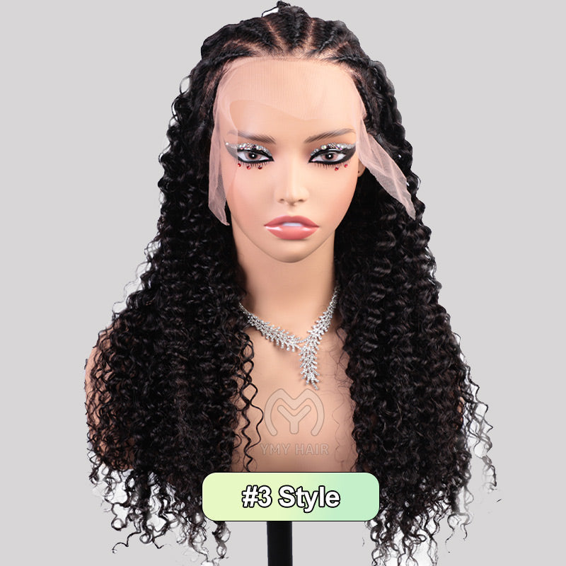 Pre Braided Wig 13X4/13X6 Deep Wave Lace Front Human Hair Ready To Go Glueless Bleached Knots HD Lace Wigs