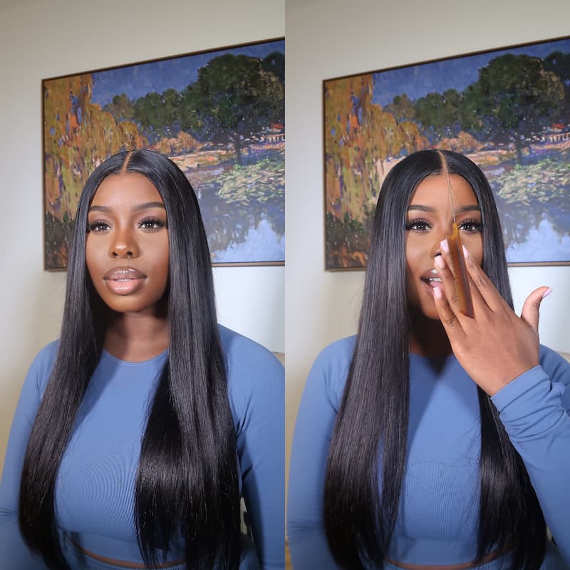 Pre Max&amp;Pre Everything Wig 8x5 Bye Bye Knots Put on Wear Go Glueless Wig Straight HD Lace Wig