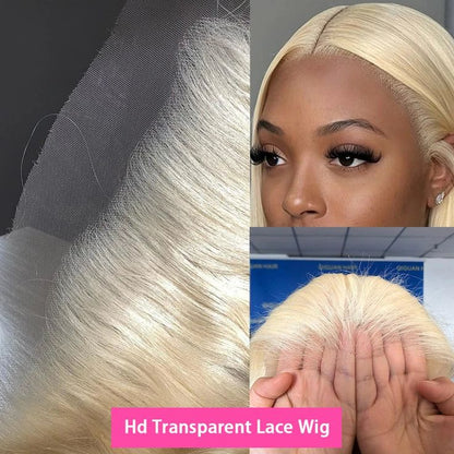 613 Blonde Body Wave Lace Front Wigs with Curtain Bangs High Density Real Hair Wigs