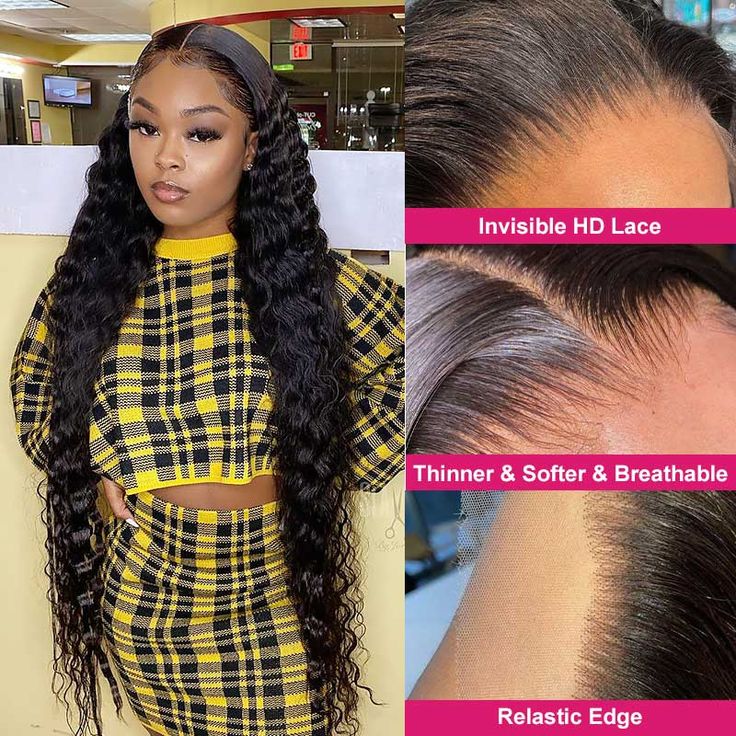 HD Lace Wigs with Pre Plucked Loose Deep Wave Human Hair Wigs With Baby Hair Black Wigs
