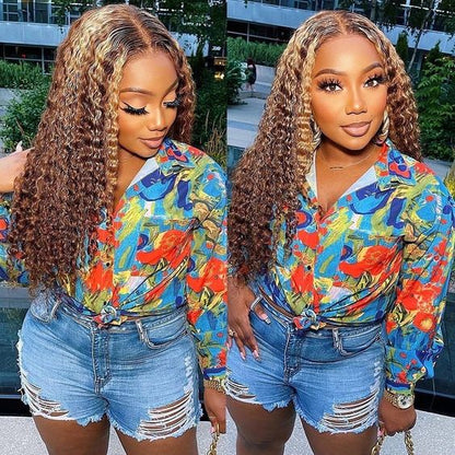 $189= 2 Wigs | 20inch Jerry Curly 8x5 Pre Everything Glueless Wig +20inch 8x5 P4/27 Highlight Deep Wave Lace Closure Wig Pre Cut Hd Lace