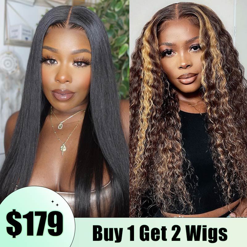 FLASH DEAL | P4/27 Highlight Water Wave Wig 8x5 Glueless Wig +Natural Color 8x5 Straight Lace Wigs