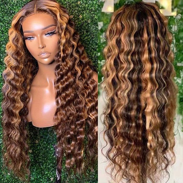 [Invisible Strap Adjustable]P4/27 Highlight Wigs Glueless 360 Wig With Invisi-Strap Snug Fit Bleached Knots HD Lace Wigs