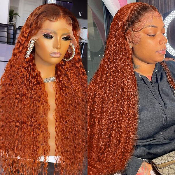 Pre-plucked Ginger Wig Jerry Curly and Water Wave 3D Dome Cap Wigs 13x4/5x8 HD Lace Wigs with Baby Hair Bleached Knots