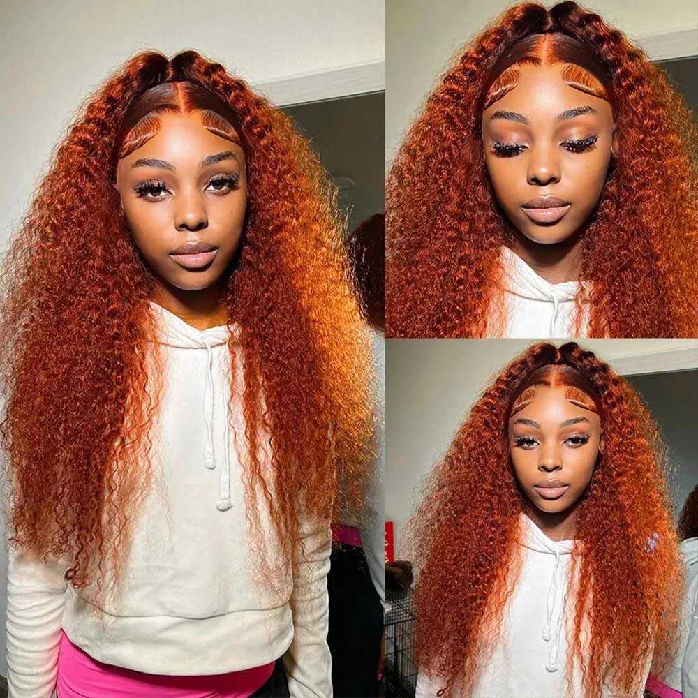 Pre-plucked Ginger Wig Jerry Curly and Water Wave 3D Dome Cap Wigs 13x4/5x8 HD Lace Wigs with Baby Hair Bleached Knots