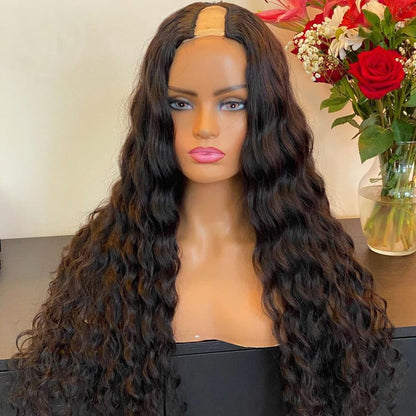 YMY Hair Natural Black Glueless Loose Wave No Lace New U Part Wig