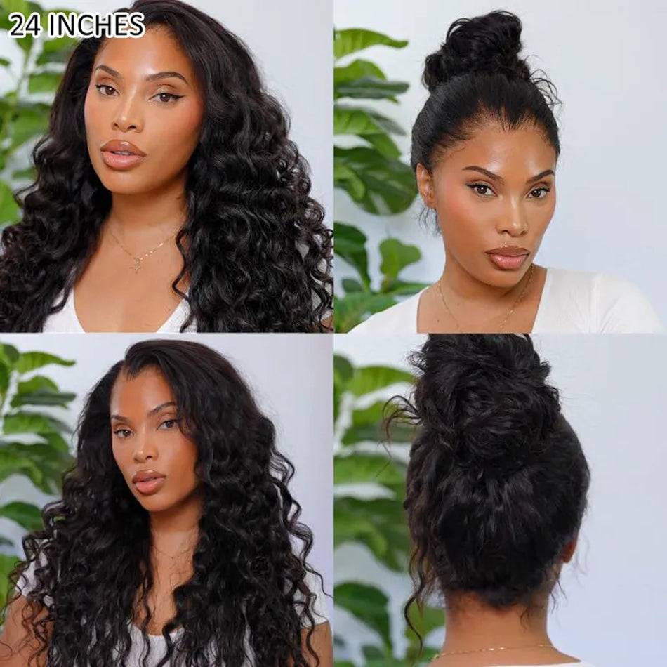 Pre Plucked Full Lace Human Hair Wigs Loose Deep Wave Handmade Whole HD Lace Wig  Pre-Bleached