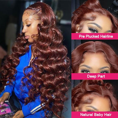Patricia Burgundy Reddish Loose Wave 5x5 HD Lace Closure Wigs