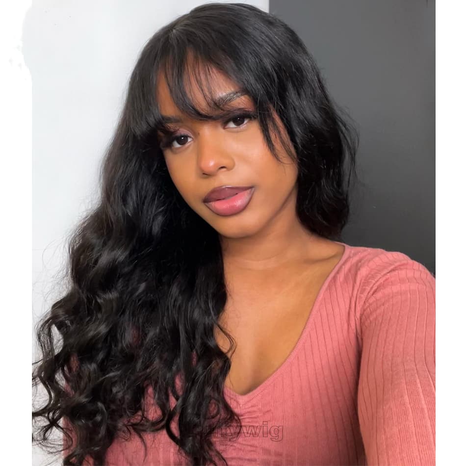 Loose Wave HD Lace Closure Wigs and Frontal Wigs with Curtain Bangs Wigs High Density