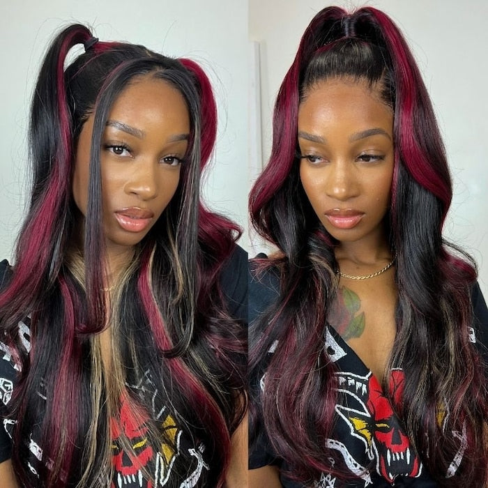 YMY Multi Color Highlight Wigs Body Wave 13x4 Lace Front Wigs