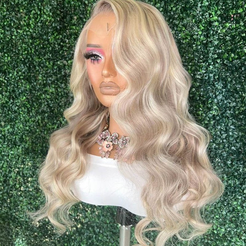 YMY Hair New In Ash Blonde P18/613 Human Hair Wig Straight/Body Wave Glueless 13x4/13x6  Lace Frontal Wig