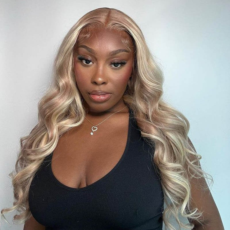 YMY Hair New In Ash Blonde P18/613 Human Hair Wig Straight/Body Wave Glueless 13x4/13x6  Lace Frontal Wig