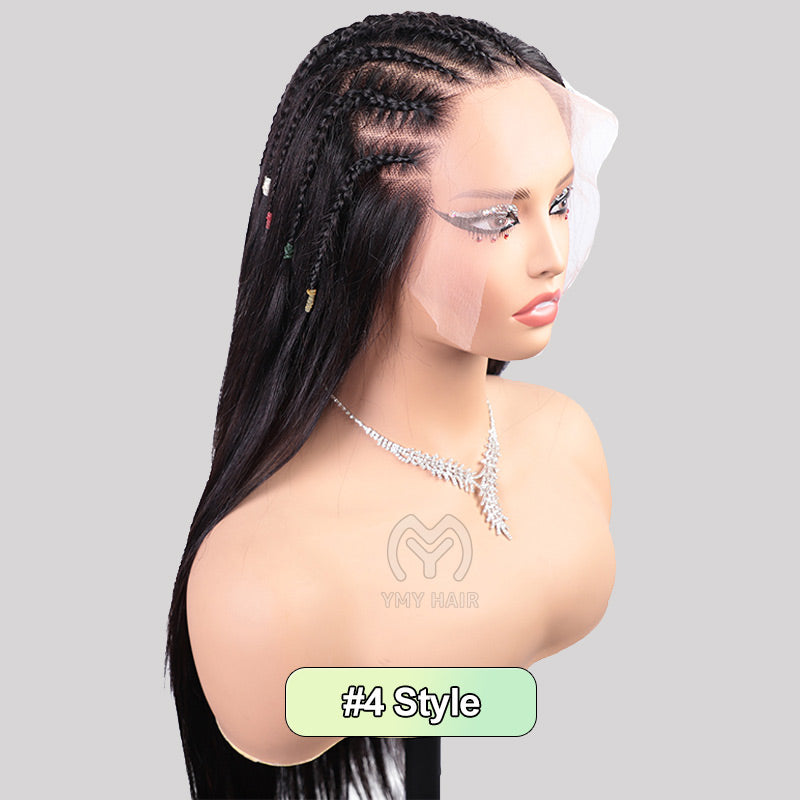 Pre Braided Wig 13X4/13X6 Deep Wave Lace Front Human Hair Ready To Go Glueless Bleached Knots HD Lace Wigs