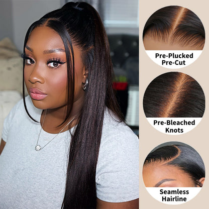 Pre Max&amp;Pre Everything Wig 8x5 Bye Bye Knots Put on Wear Go Glueless Wig Straight HD Lace Wig