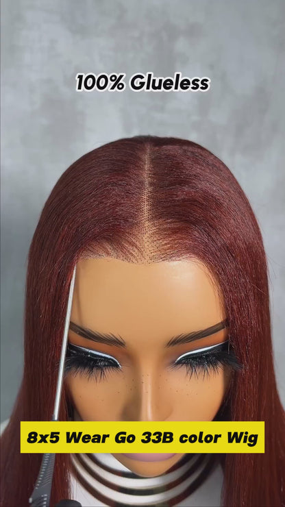 Pre-All Everything Lace Wig Reddish Brown Colored Wigs Pre Cut Pre Bleached HD Lace Wigs Invisible Knots Put On And Go