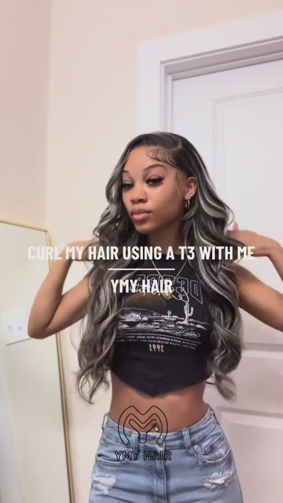 Gray Highlights On Black Hair  Straight Wigs and Body Wave 13x4/13x6 Glueless HD Lace Front Wigs