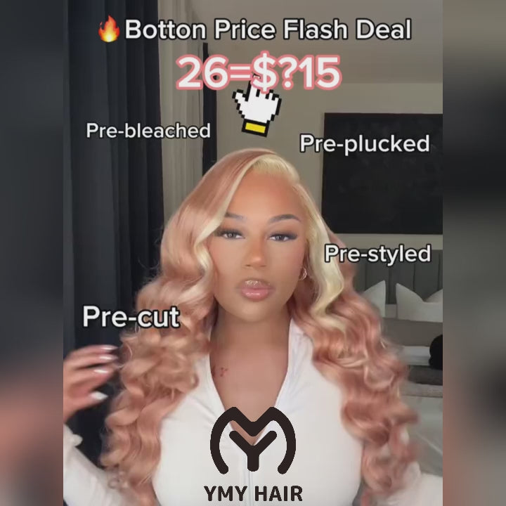 Body Wave 13x4/13x6 HD Glueless Ready to Go Wigs P16/613 Ombre Blonde Color Human Hair Pre Bleached 230% Density