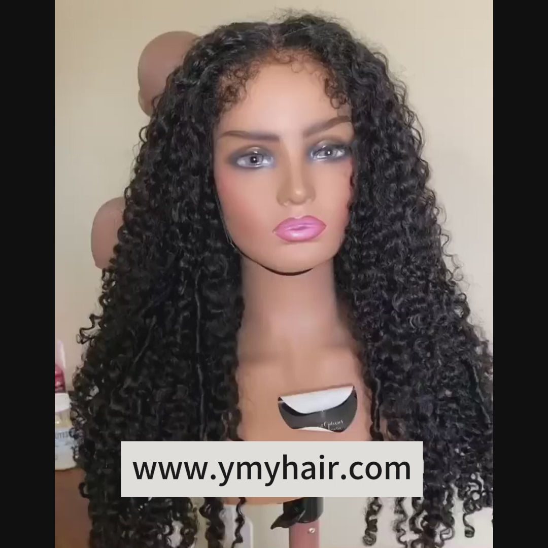 HD Lace Wigs With 4c Kinky Edge Jerry Curly Skin Melt 13x4 Lace Front Wig Natural Hairline