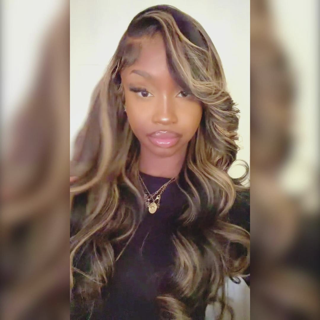 Pre All Everything | Wear Go Highlights Bouncy Body Wave Pre Bleached Tiny Knots 8x5 HD Lace Glueless Wig