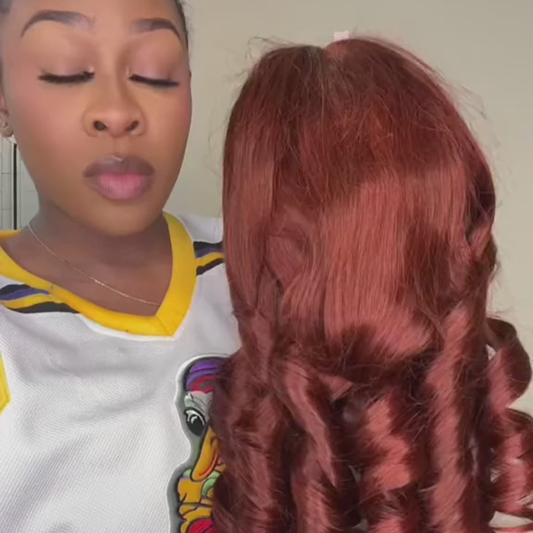 Pre-All Everything Lace Wig Reddish Brown Colored Wigs Pre Cut Pre Bleached HD Lace Wigs Invisible Knots Put On And Go