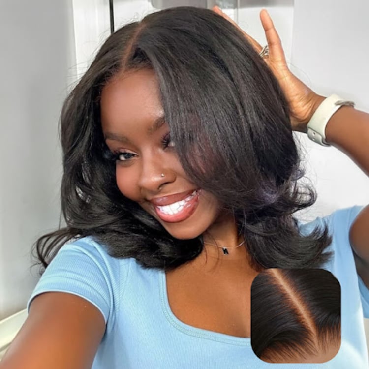 Pre Everything Yaki Straight Pre Bleached Glueless Wig Natural Looking HD Lace Front Wigs