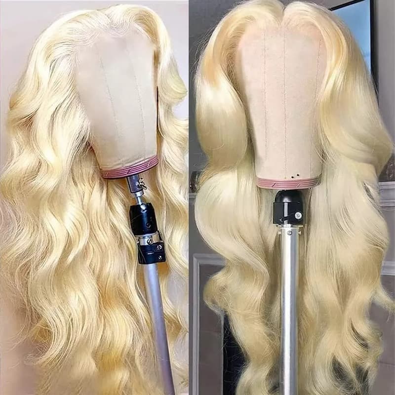 13x4 HD Lace Frontal Wigs 613 Blonde Body Wave Human Hair Wigs Pre Plucked Can Be Dyed