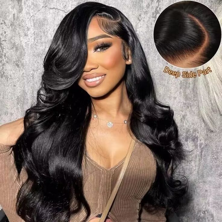 Body Wave HD Lace Frontal and Closure Wigs With Curtain Bangs For Sale Left/Right Side Part Can Be Choose