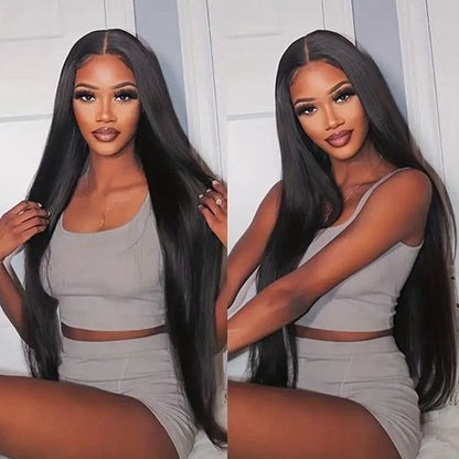 $159 Get 2 Wigs | V Part Human Hair Wig Body Wave No Glue Wigs + 13x0.5 T Part Straight Lace Wig Natural Color Wig Flash Sale