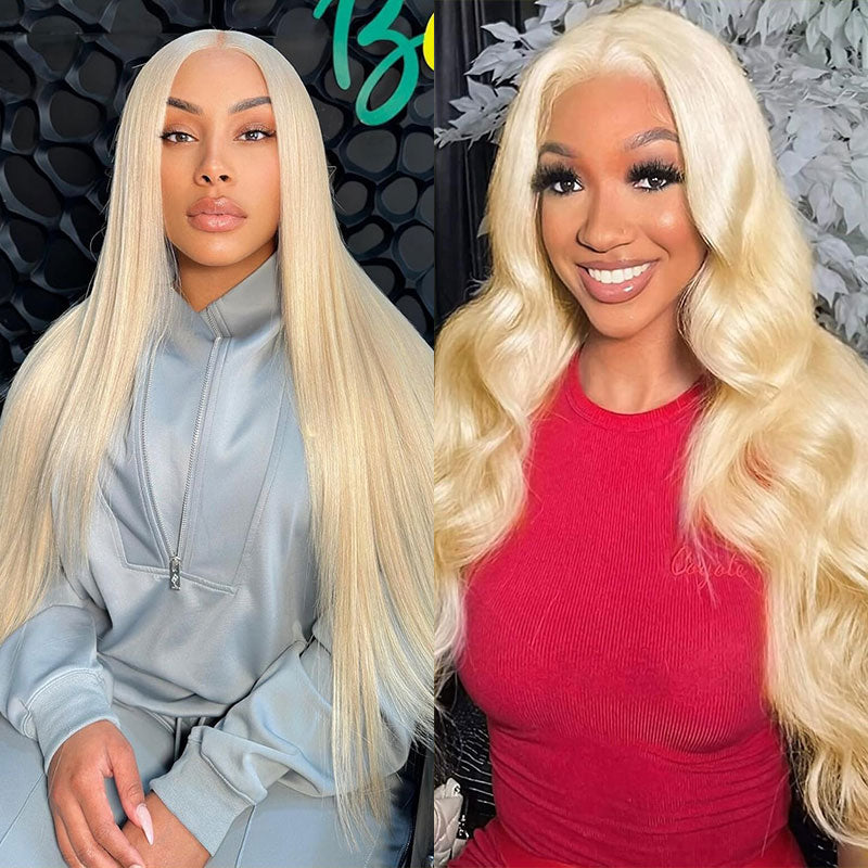 613 Blonde 13x4 Lace Frontal Human Hair Wigs Transparent HD Lace Seamless Skin Melt Straight Wig