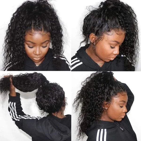 Water Wave Full Lace Wigs with 4C Edge Invisible HD Lace Wig 100% Human Hair Pre Plucked 180% Density