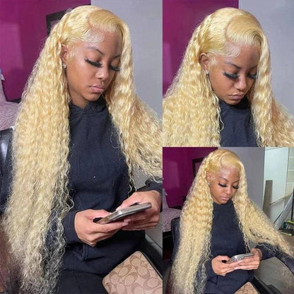 613 Blonde Water Wave 13x4 Lace Front Wigs Human Hair Transparent HD Lace Wig Natural Hairline