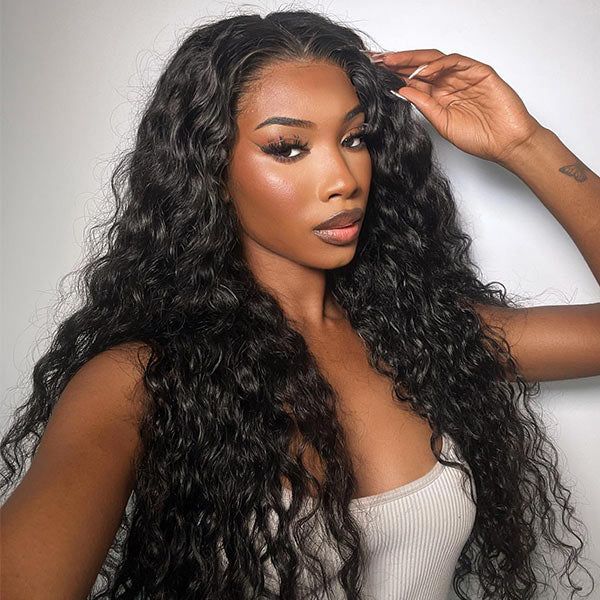 Water Wave Closure with 3 Bundles Virgin Human Hair 3 Bundles with Free Part Lace Frontal for Sale