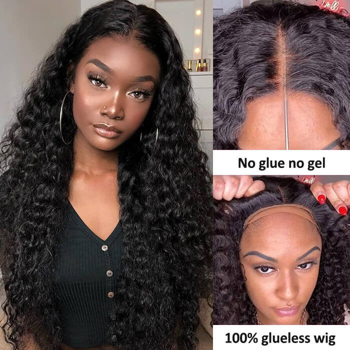 Pre Everything Glueless Wig 8X5 HD Lace Wig Deep Wave Human Hair Wear And Go Wig